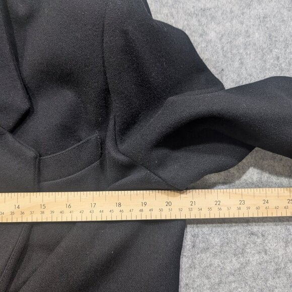 Wool Black Blazer Padded Shoulders Button Down Patch Pocket - Picture 6 of 7